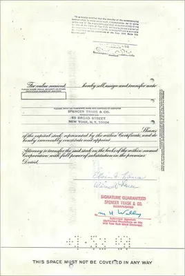 Share Certificate of the Great Atlantic & Pacific Tea Company — Publisher American Bank Note Company, No. 0390787 — Back