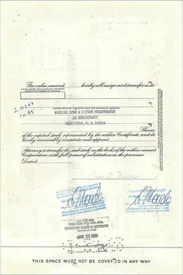 Share Certificate of the Great Atlantic & Pacific Tea Company — publisher First National City Bank, no. 0372696 — Back
