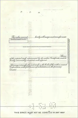 Certificate of shares of the Great Atlantic & Pacific Tea Company — series 1 — no. 045934 — Back