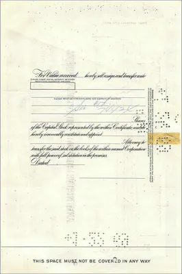 Certificat d'actions de la Great Atlantic & Pacific Tea Company — 2 actions — éditeur Morgan Guaranty Trust Company — Verso