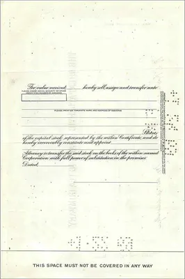 Certyfikat 100 akcji Great Atlantic & Pacific Tea Company — wydawca Morgan Guaranty Trust Company — Rewers
