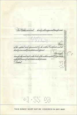 Certificate of 100 shares of the Great Atlantic & Pacific Tea Company — publisher The First National City Bank of New York — Back