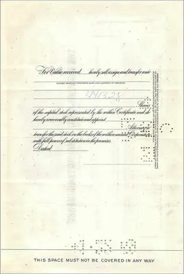 Action de la Great Atlantic & Pacific Tea Company — 100 actions — éditeur First National City Bank of New York — Verso