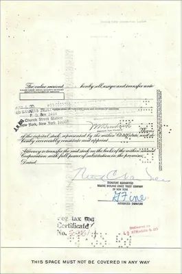 Azione della Great Atlantic & Pacific Tea Company — Ruth C Van Ness — 100 azioni — Morgan Guaranty Trust Company — Verso