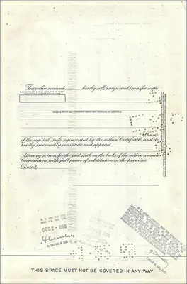 Great Atlantic & Pacific Tea Company'nin Hissedarlık Sertifikası — 100 hisse — Morgan Guaranty Trust Company, yayımcı — Arka yüz