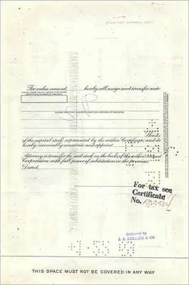 Great Atlantic & Pacific Tea Companyの株式 — 100株 — 発行者American Bank Note Company — 裏面