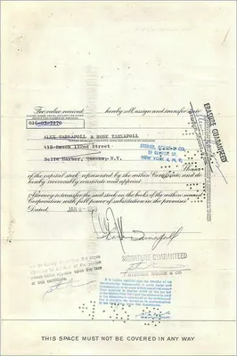 Great Atlantic & Pacific Tea Company'nin 100 Hissesi Sertifikası — American Bank Note Company Yayıncılık, n° 253346 — Arka yüz
