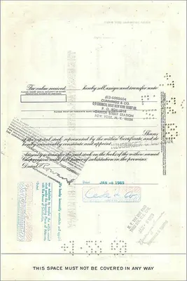 Certificate of 100 shares of the Great Atlantic & Pacific Tea Company — publisher First National City Bank — Back
