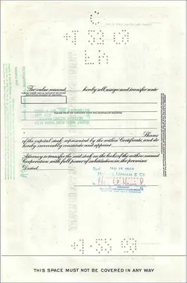 Share of the Great Atlantic & Pacific Tea Company — 100 shares — publisher Morgan Guaranty Trust Company — Back