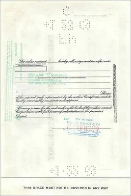 Ação da Great Atlantic & Pacific Tea Company — 100 ações — editor Morgan Guaranty Trust Company — Verso