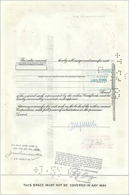 Certyfikat 100 akcji Great Atlantic & Pacific Tea Company — wydawca Morgan Guaranty Trust Company — Rewers