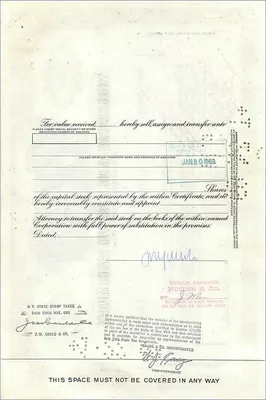 그레이트 애트랜틱 & 팔리픽 차 회사의 주식 — J.W. Gould & Co — 100주식 — 1938 — 뒷면