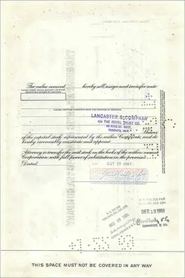 Acción de la Great Atlantic & Pacific Tea Company — 100 acciones — Morgan Guaranty Trust Company — Reverso