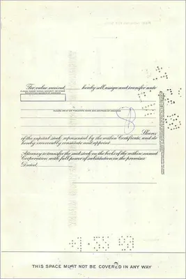 Certificado de ações da Great Atlantic & Pacific Tea Company — editor Morgan Guaranty Trust Company — Verso