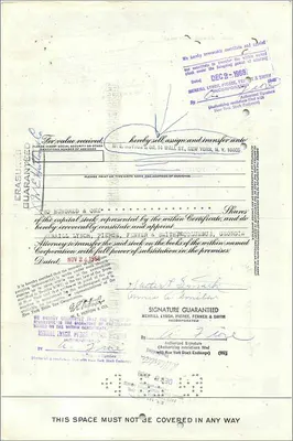 Certificado de 50 ações da Great Atlantic & Pacific Tea Company — série 134 — editor American Bank Note Company — Verso