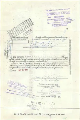 Aktienzertifikat der Great Atlantic & Pacific Tea Company — WALTER L. SMITH & MRS ANNIE A SMITH — n° 0409141 — Rückseite