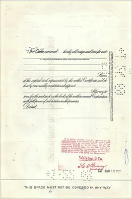 Certificat d'actions de la Great Atlantic & Pacific Tea Company — éditeur Morgan Guaranty Trust Company — Rewers