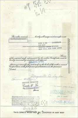 Certificado de ações da Great Atlantic & Pacific Tea Company — 75 ações — editor Morgan Guaranty Trust Company — Verso