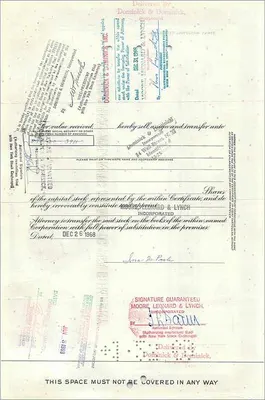 Certificate of shares of the Great Atlantic & Pacific Tea Company — publisher Dominick & Lynch, no. 0495413 — Back