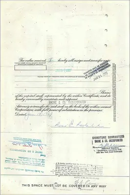 Certificado de ações da Great Atlantic & Pacific Tea Company — série 30, n° 0511402 — Verso