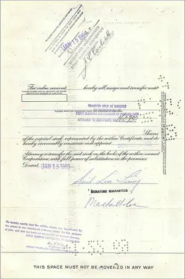 Certificado de ações da Great Atlantic & Pacific Tea Company — David Leon Tierney — 1925 — Verso