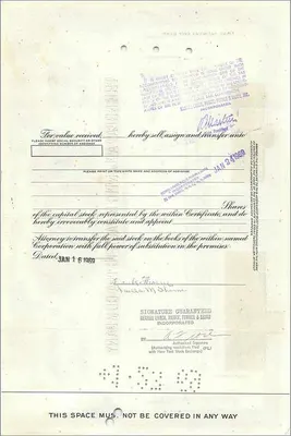 Share Certificate of the Great Atlantic & Pacific Tea Company — Frank Thorne & Luella M. Thorne J/T — no. 0527203 — Back