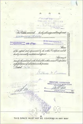 Certificate of 50 shares of the Great Atlantic & Pacific Tea Company — publisher Morgan Guaranty Trust Company — Back
