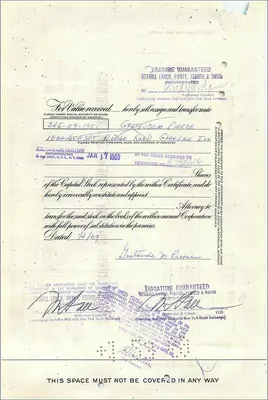 Aktion der Great Atlantic & Pacific Tea Company — Zertifikat für 1 Aktie — Verleger Morgan Guaranty Trust Company — Rückseite
