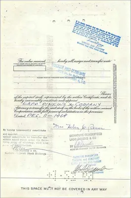 Certificado da Great Atlantic & Pacific Tea Company — Sra. Helen G Rossi — 10 ações — editor First National City Bank — Verso
