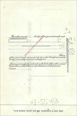 Certificate of the Great Atlantic & Pacific Tea Company — publisher Morgan Guaranty Trust Company — Back