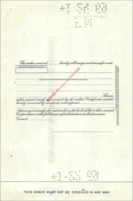 Certificado de ações da Great Atlantic & Pacific Tea Company — editor Morgan Guaranty Trust Company — Verso