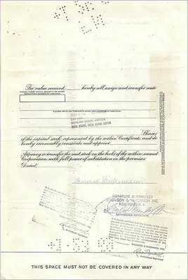 Aandeel van de Great Atlantic & Pacific Tea Company — 100 aandelen — uitgever Thomson & McKinnon Inc. — Achterkant