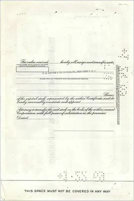 Certificado de 100 ações da Great Atlantic & Pacific Tea Company — editora Morgan Guaranty Trust Company — Verso