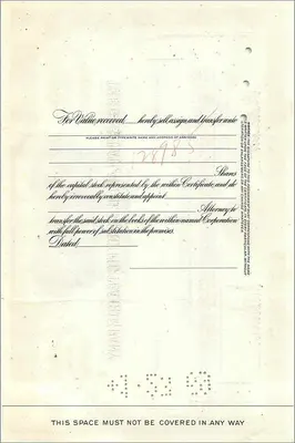Certificato d'azione della Great Atlantic & Pacific Tea Company — 100 azioni — n° 128984 — Verso