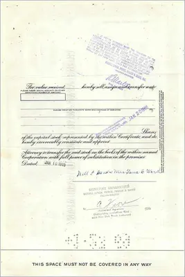 Działanie Great Atlantic & Pacific Tea Company — 100 akcji — wydawca Morgan Guaranty Trust Company — Rewers