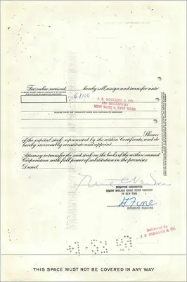 グレート・アトランティック＆パシフィック・ティーカンパニーの株式行動 — 100株 — Éditeur Marine Midland Grace Trust Company — 裏面