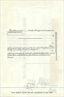 Certificate of 100 shares of the Great Atlantic & Pacific Tea Company — Publisher First National City Bank — Back