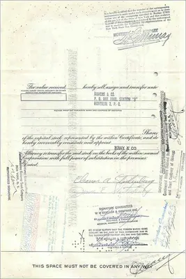 Great Atlantic & Pacific Tea Company'nin 100 Hissesi Sertifikası — Yayımcı Morgan Guaranty Trust Company — Arka yüz