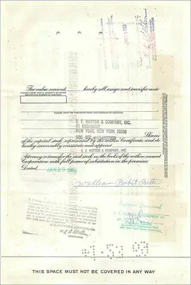Aandeel van de Great Atlantic & Pacific Tea Company — William Bolst Beits — 100 aandelen — uitgever : Morgan Guaranty Trust Company — Achterkant