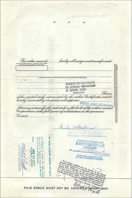 Action of the Great Atlantic & Pacific Tea Company — 100 shares — publisher American Bank Note Company — Back
