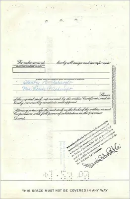 Ação da Great Atlantic & Pacific Tea Company — 100 ações — editor Morgan Guaranty Trust Company — Verso