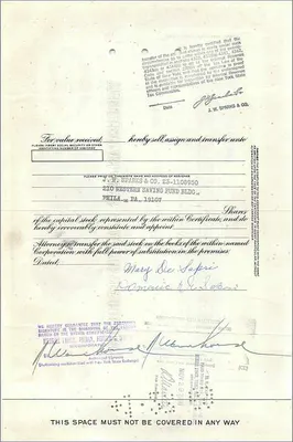 Certificate of 100 shares of the Great Atlantic & Pacific Tea Company — publisher Morgan Guaranty Trust Company — Back