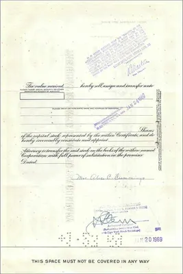 Certificate of 100 shares of the Great Atlantic & Pacific Tea Company — publisher First National City Bank, no. 336066 — Back