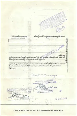 Certificato d'azioni della Great Atlantic & Pacific Tea Company — 100 azioni — n° 336068 — Verso