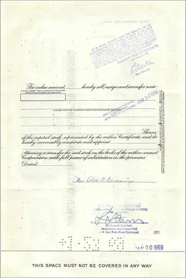 Certificaat van 100 aandelen van de Great Atlantic & Pacific Tea Company — uitgever First National City Bank — Achterkant