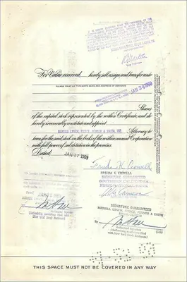 Certificat de 100 actions de la Great Atlantic & Pacific Tea Company — FRIEDA K CROWELL — daté 29 septembre 1961 — Verso