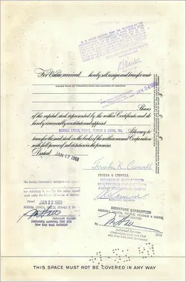 Certificato d'azioni della Great Atlantic & Pacific Tea Company — 100 azioni — editore Morgan Guaranty Trust Company — Verso