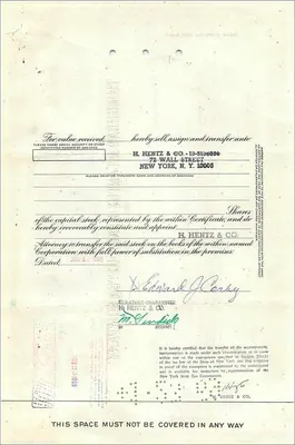 Certificate of 100 shares of the Great Atlantic & Pacific Tea Company — H. Hentz & Co. (New York) — 1935 — Back