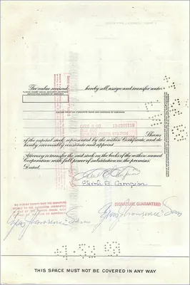 Share Certificate of the Great Atlantic & Pacific Tea Company — 100 shares — Publisher Morgan Guaranty Trust Company — Back