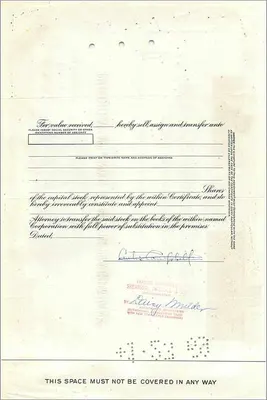 Certificat de 100 actions de la Great Atlantic & Pacific Tea Company — éditeur American Bank Note Company — Verso